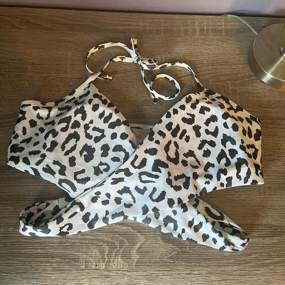 Leopard wrapped bikini top